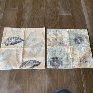 Ivory Sunflower and Leaf Square Home Decor Throw‎ Pillow Case Covers Pair of 2